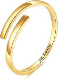 wholesale 14K Gold Just Breathe Inspirational Adjustable Ring - Birthday Gift for Women-Just Breathe