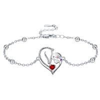 wholesale 925 Sterling Silver Horse Heart Birthstone Bracelet Jewelry Gift for Women-01-Jan-Lab Created Garnet