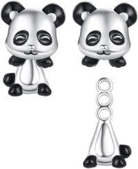 wholesale 925 Sterling Silver Hypoallergenic Cute Panda Stud Earrings for Women Girls  4cm Long-Panda
