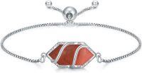wholesale  Sterling Silver Hexagon Gemstone Bracelet for Women Fine Jewelry Gift -Ruby