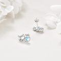 wholesale 925 Sterling Silver Sleeping Kitty Heart Stud Earrings for Girls Women Kids Gift Idea-0-3