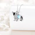 wholesale 925 Sterling Silver French Bulldog with Heart Stone Pendant Necklace-0-3