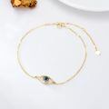 TOUPOP 14K Yellow Gold Evil Eye Anklet For Women, Christmas Gift-0-4
