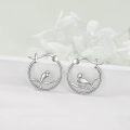 wholesale 925 Sterling Silver Bird on Branch Hoop Earrings for Women's Delicate Jewelry-0-4