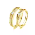 TOUPOP 10k/14k/18k/925 Silver Moissanite Couple Engagement Wedding Ring Sets-0-4