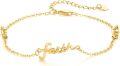 wholesale 925 Sterling Silver Faith Chain Link Anklet - Simple Religious Adjustable  for Women & Girls-0-0
