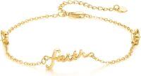 wholesale 925 Sterling Silver Faith Chain Link Anklet - Simple Religious Adjustable  for Women & Girls-Gold