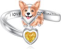 wholesale 925 Sterling Silver Adjustable Bat Highland Cow Ring Animal Jewelry Gift for Her-Corgi