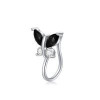 wholesale 925 Sterling Silver Blue Butterfly Earring With Clear Stones-Jet Black