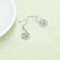 wholesale 925 Sterling Silver Lotus Flower Teardrop Dangle Earrings for Women -0-2