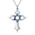 wholesale 925 Sterling Silver Cross Pendant With Star Of David Abalone Inlay-0-0