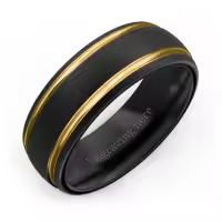 TOUPOP Sterling Silver 10k 14k 18k 24k Gold Custom Engraved Name Rings-style_name:L-Black Gold Beveled Ring (8 mm)