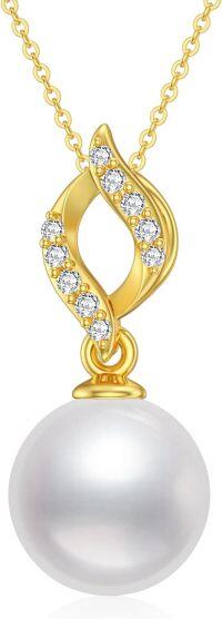 wholesale 14K Gold Freshwater Pearl Pendant Necklace for Women Gifts for Wife Girlfriend Mom-Pearl