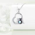 wholesale 925 Sterling Silver Cat Heart Pendant Necklaces for Women Girls Love You Gifts-0-2