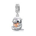 wholesale 925 Sterling Silver Sea Otter Heart Pendant-0-0
