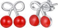 wholesale 925 Sterling Silver Red Cherry Fruit Stud Earrings 3mm Diameter-Cherry