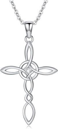 wholesale Sterling Silver Lab Grown Diamond Cross Necklace for Women-Silver 3 Style 2