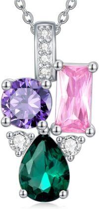 wholesale  925 Sterling Silver & Pear-Cut Zircon Pendant Necklace, Platinum-Plated Elegant Pear-Shaped Jewelry for Women, 18+2 Inch Chain-style2