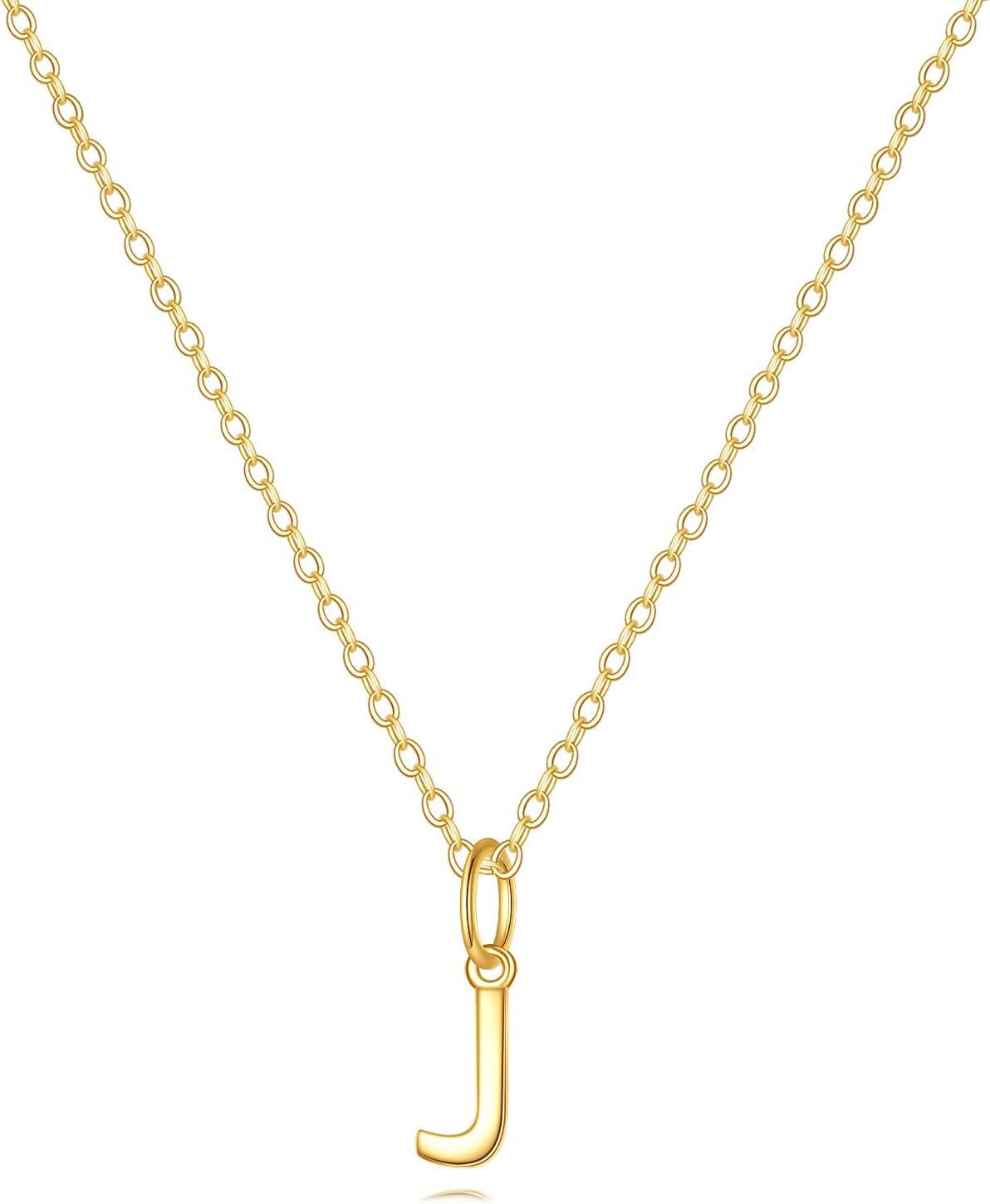 14K Gold Letter Pendant Necklace 18 -J-Initial Necklace