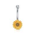 wholesale  925 Sterling Silver 14G Sunflower Belly Button Ring - 8mm Flower, Hypoallergenic, Lead & Nickel Free, Elegant Gift for Women-0-0