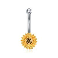 wholesale  925 Sterling Silver 14G Sunflower Belly Button Ring - 8mm Flower, Hypoallergenic, Lead & Nickel Free, Elegant Gift for Women-Sunflower