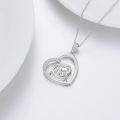 wholesale 925 Sterling Silver Mother and Child Heart Pendant Necklace with Cubic Zirconia for Women-0-3