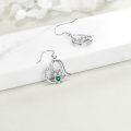 wholesale 925 Sterling Silver Heart-Shaped Frog Drop Earrings with Green Crystal Accents-0-3