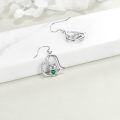 wholesale 925 Sterling Silver Heart-Shaped Frog Drop Earrings with Green Crystal Accents-0-3