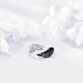wholesale 925 Sterling Silver Black & White Angel Wing Adjustable Ring for Women-0-2