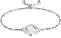 wholesale  Sterling Silver Gemstone Dainty Link Bracelet for Women -A-Mother of Pearl