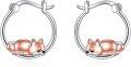 wholesale 925 Sterling Silver Fox Hoop Earrings - Adorable Animal  for Her-0-0