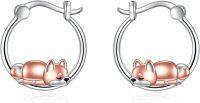 wholesale 925 Sterling Silver Fox Hoop Earrings - Adorable Animal  for Her-dog