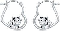 wholesale 925 Sterling Silver Cow Stud Hoop Earrings for Women s-cow