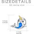 wholesale 925 Sterling Silver Blue Opal Whale Stud Earrings for Women's Birthday Gift-0-3