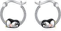 wholesale 925 Sterling Silver Penguin Charm Hoop Earrings - Adorable Animal  for Her-penguin earrings
