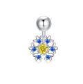 wholesale 925 Sterling Silver Snowflake Blue Crystal Yellow CZ Dangle Belly Button Rings for Women-0-0