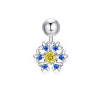 wholesale 925 Sterling Silver Snowflake Blue Crystal Yellow CZ Dangle Belly Button Rings for Women-B-Snowflake