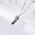 wholesale 925 Sterling Silver & Natural Moss Agate Wolf Necklace – Unique Dendritic Stone, Guardian Crystal for Luck & Happiness, 18+2 Chain-0-4