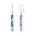 wholesale 925 Sterling Silver White Gold Plated Abalone Shell Long Bar Drop Earrings For Women-0-0
