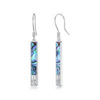 wholesale 925 Sterling Silver White Gold Plated Abalone Shell Long Bar Drop Earrings For Women-Vertical Bar