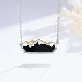 wholesale 925 Sterling Silver Black Onyx Mountain Pendant Necklaces for Women - Snow-Capped Peak Design-0-3