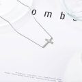 wholesale 14k White Gold Sideways Cross Pendant Necklace For Women-0-1