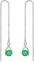 wholesale 925 Sterling Silver Birthstone Threader Earrings Infinity Long Chain Drop Pull Through 12 Stone Birthday Jewelry Gifts for Women-0-42