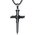 wholesale 925 Sterling Silver Cross Pendant With Nail Details On Chain Necklace-0-1