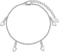 wholesale 925 Sterling Silver Heart Bracelet with SGS Certification, Lead & Nickel Free, Hypoallergenic, High Polish, Adjustable 8+2 Inch Chain, Gift Ready-Love Heart