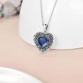 wholesale 925 Sterling Silver Blue Crystal Heart Locket Necklace for Women - Always in My Heart-0-56
