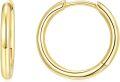 wholesale 14K Gold Round Hoop Earrings for Women - Shiny Polished Lightweight 12-50mm-0-0