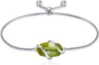 wholesale  Sterling Silver Gemstone Dainty Link Bracelet for Women -A-Peridot-August