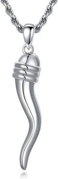 wholesale 925 Sterling Silver Italian Horn Pendant Necklace - Good Luck Charm s for Men & Women-0-0