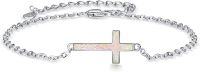 wholesale 925 Sterling Silver White Opal Sideways Cross Heart Charm Bracelet for Women-Cross